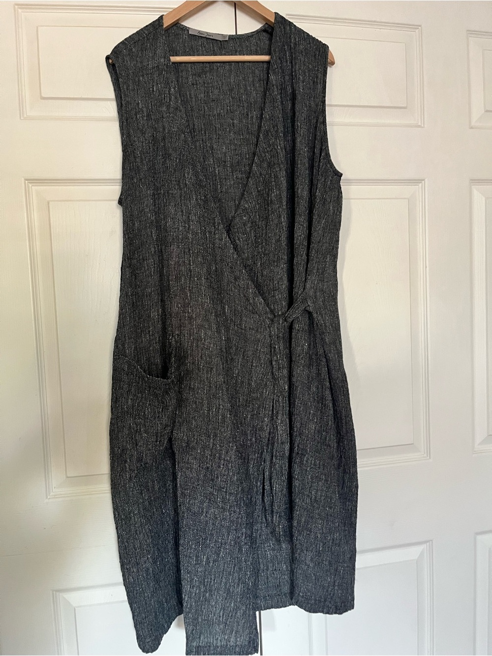 Linen oversized wrap dress